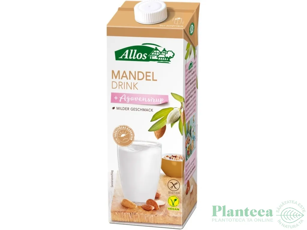 Lapte migdale simplu agave fara gluten 1L - ALLOS