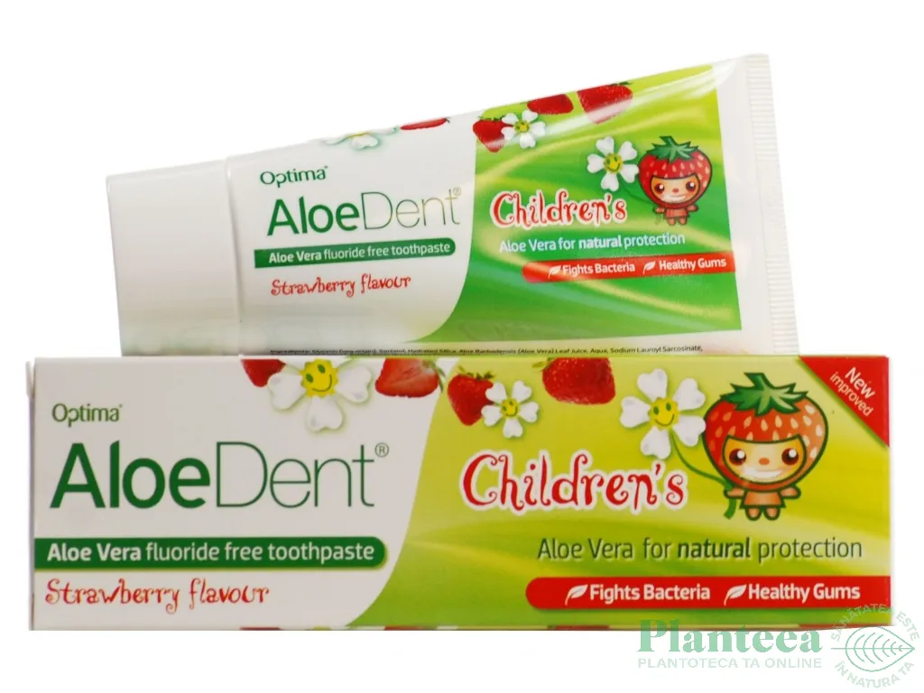 Pasta dinti aloe vera copii fara fluor AloeDent 50ml - OPTIMA HEALTH