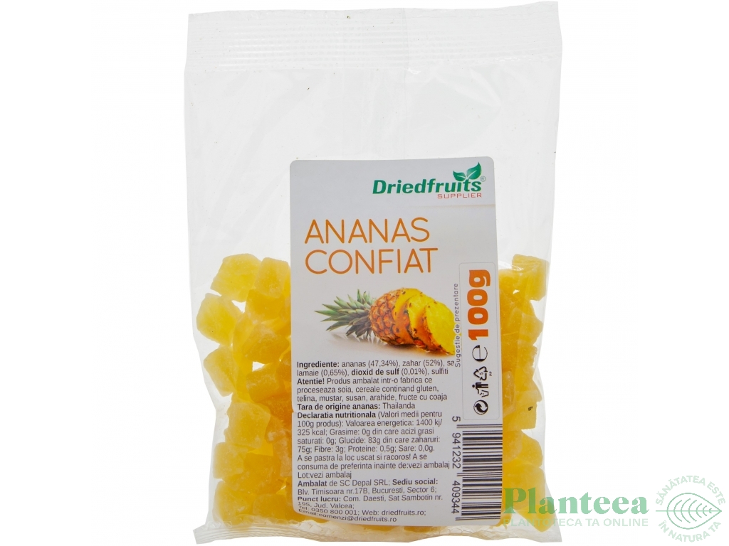 Ananas confiat cuburi 100g - DRIED FRUITS