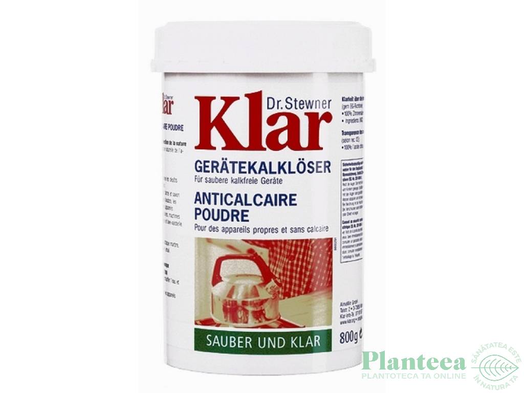 Detartrant praf anticalcar aparate 800g - KLAR