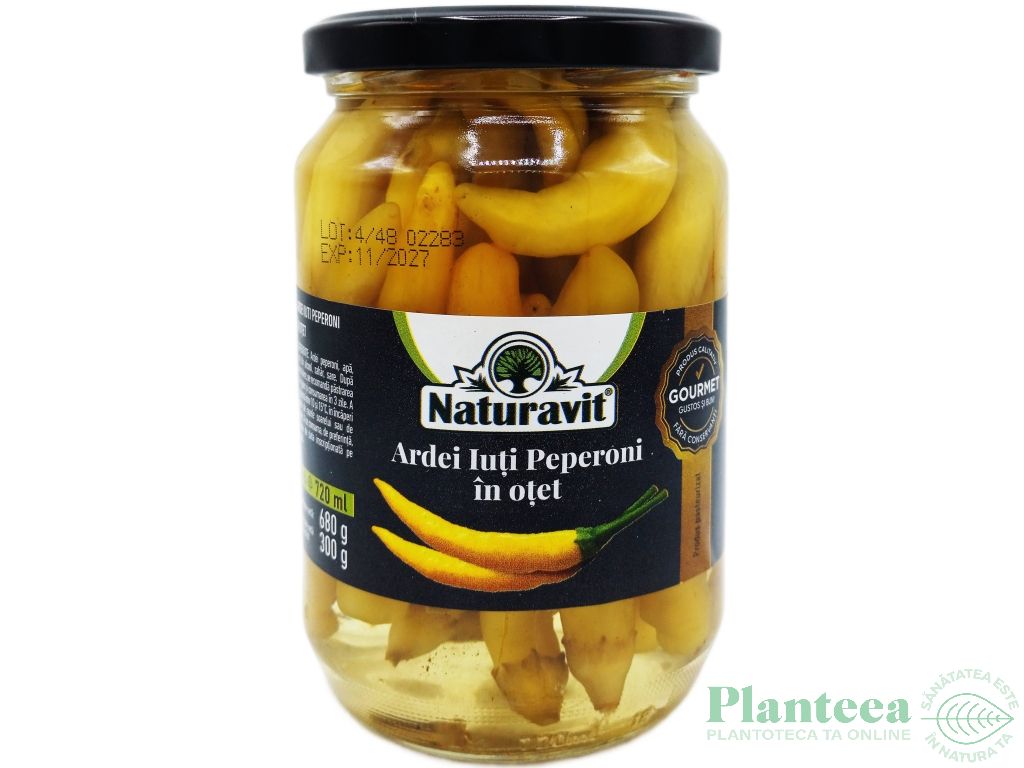 Ardei iuti peperoni in otet 720ml - NATURAVIT