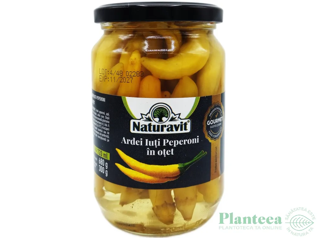 Ardei iuti peperoni in otet 720ml - NATURAVIT