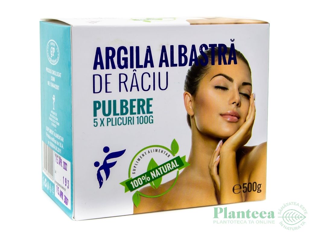 Argila albastra pulbere plic 5x100g - RACIU