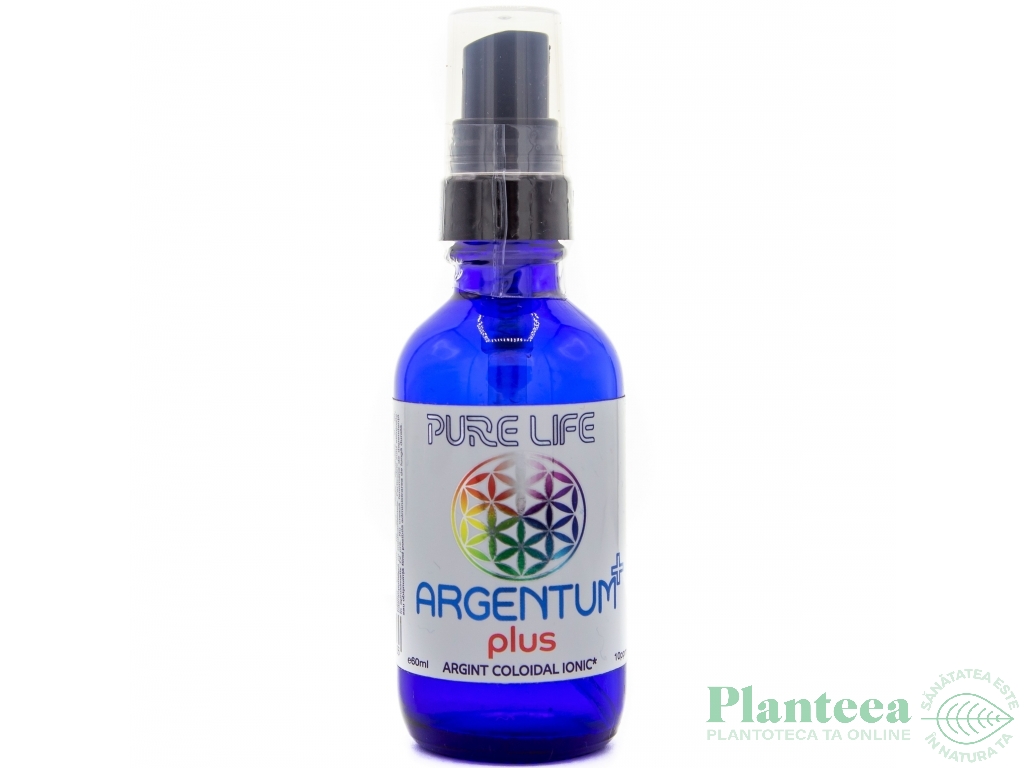 Argint coloidal 10ppm Argentum+ plus pulverizator 60ml - PURE LIFE