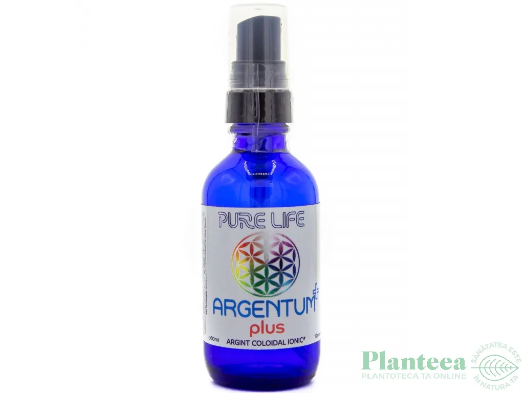 Argint coloidal 10ppm Argentum+ plus pulverizator 60ml - PURE LIFE