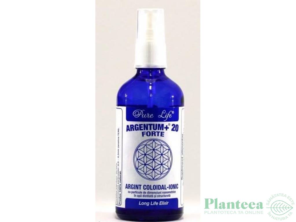 Argint coloidal 20ppm Argentum+ forte pulverizator 120ml - PURE LIFE