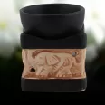 Vas ceramic aromatizor elefant mic 6.5x8cm negru~crem 1b - AROMA LAND