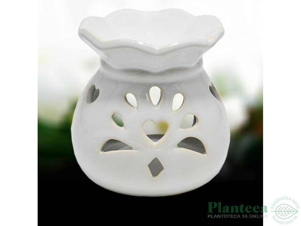 Vas ceramic aromatizor X6 floral alb 1b - AROMA LAND