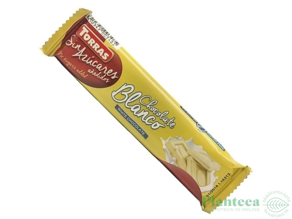 Ciocolata alba fara zahar fara gluten 30g - TORRAS