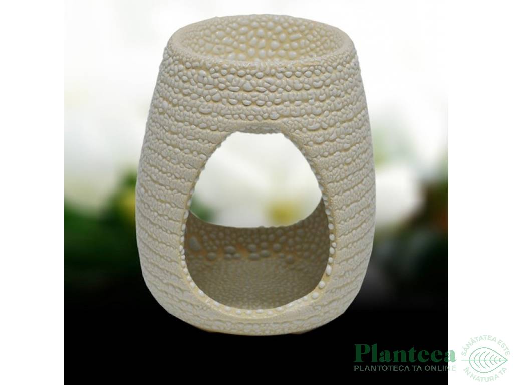 Vas ceramic aromatizor striat alb 1b - AROMA LAND