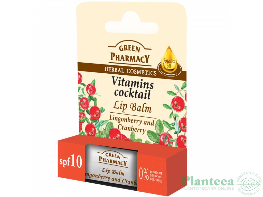 Balsam buze coacaze merisor cocktail vitamine 4g - GREEN PHARMACY