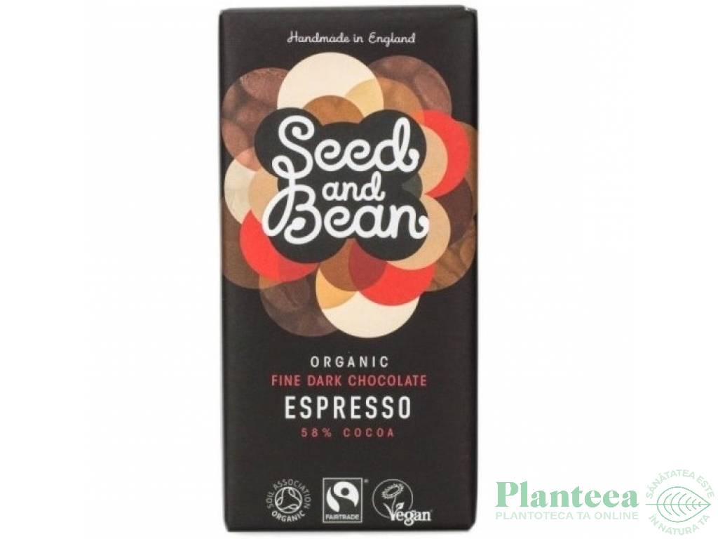 Ciocolata neagra 58% cafea eco 85g - SEED&BEAN