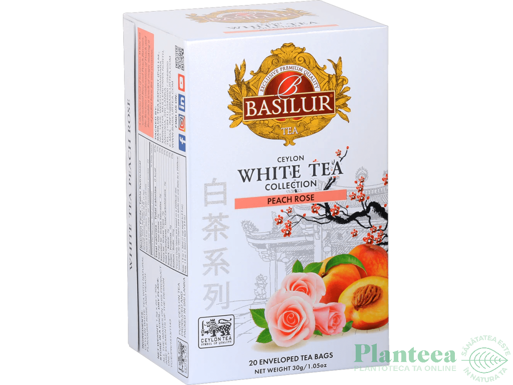 Ceai alb ceylon White Tea Collection piersica trandafir 1,5gx20dz - BASILUR