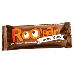 Baton cacao nibs migdale raw bio 30g - ROOBAR