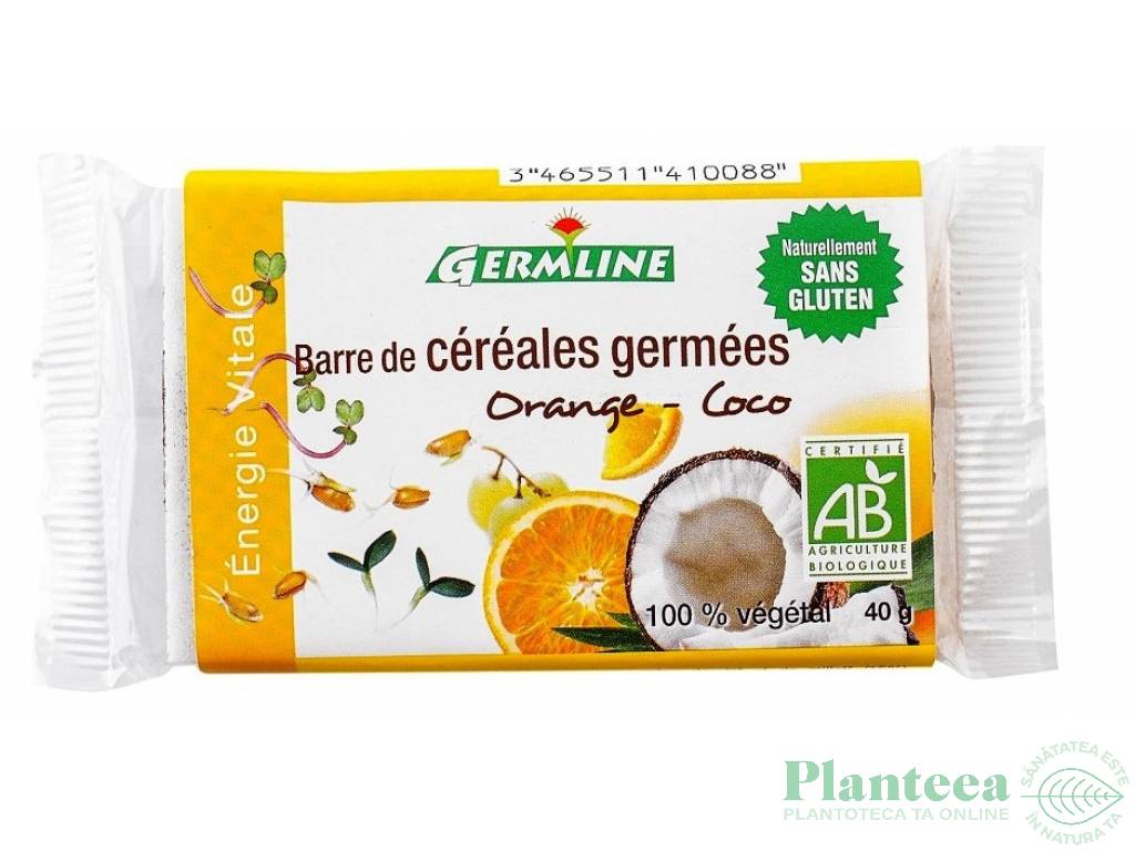 Baton cereale germinate portocale cocos eco 40g - GERMLINE