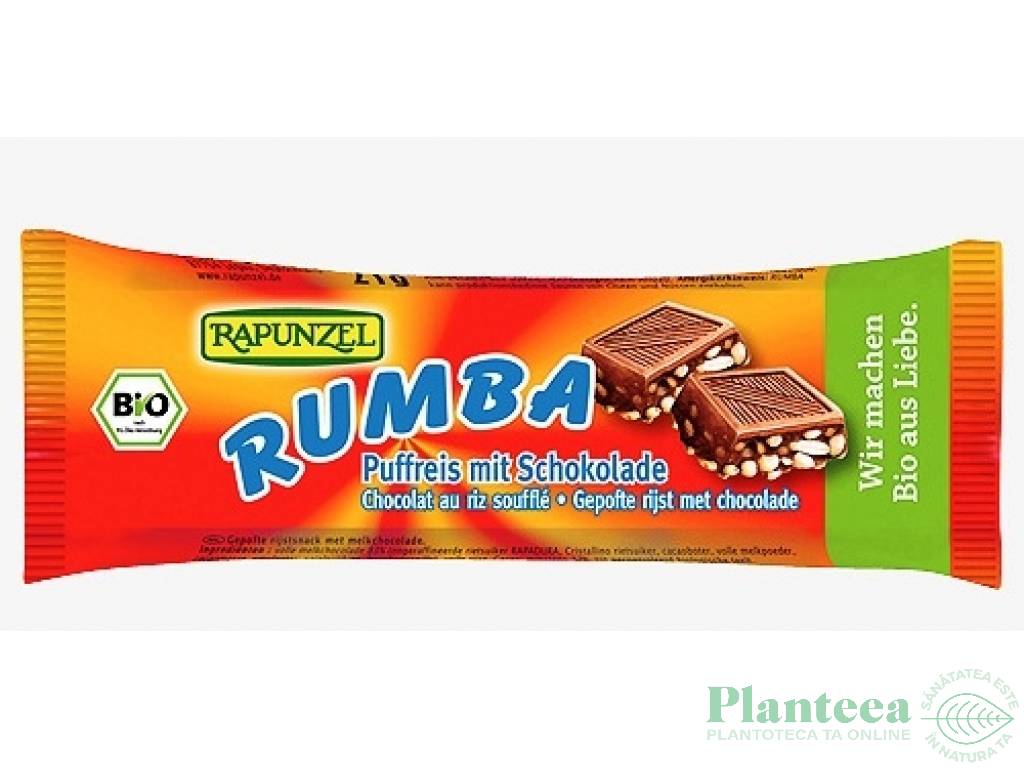 Stick ciocolata lapte umplutura orez expandat Rumba eco 21g - RAPUNZEL