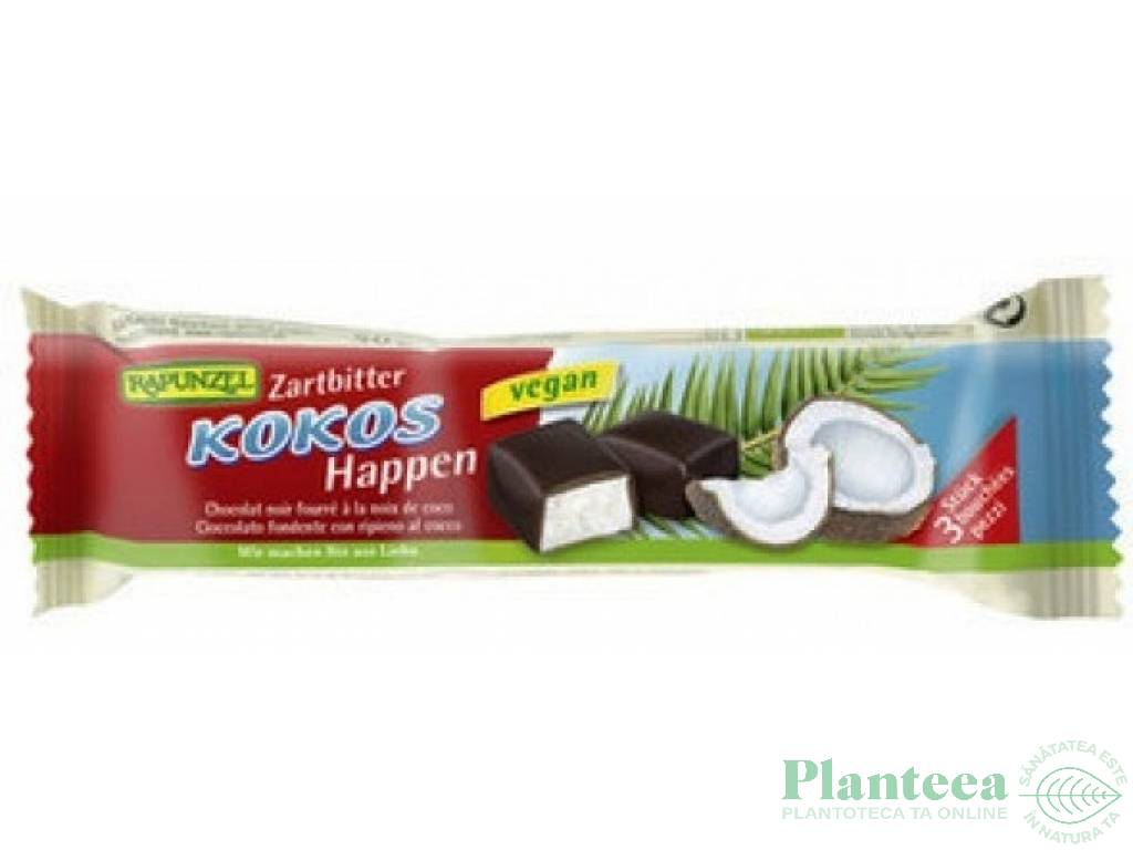 Baton cocos glazura ciocolata neagra eco 50g - RAPUNZEL