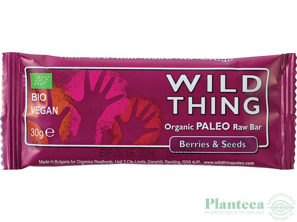 Baton paleo raw fructe padure seminte eco 30g - WILD THING