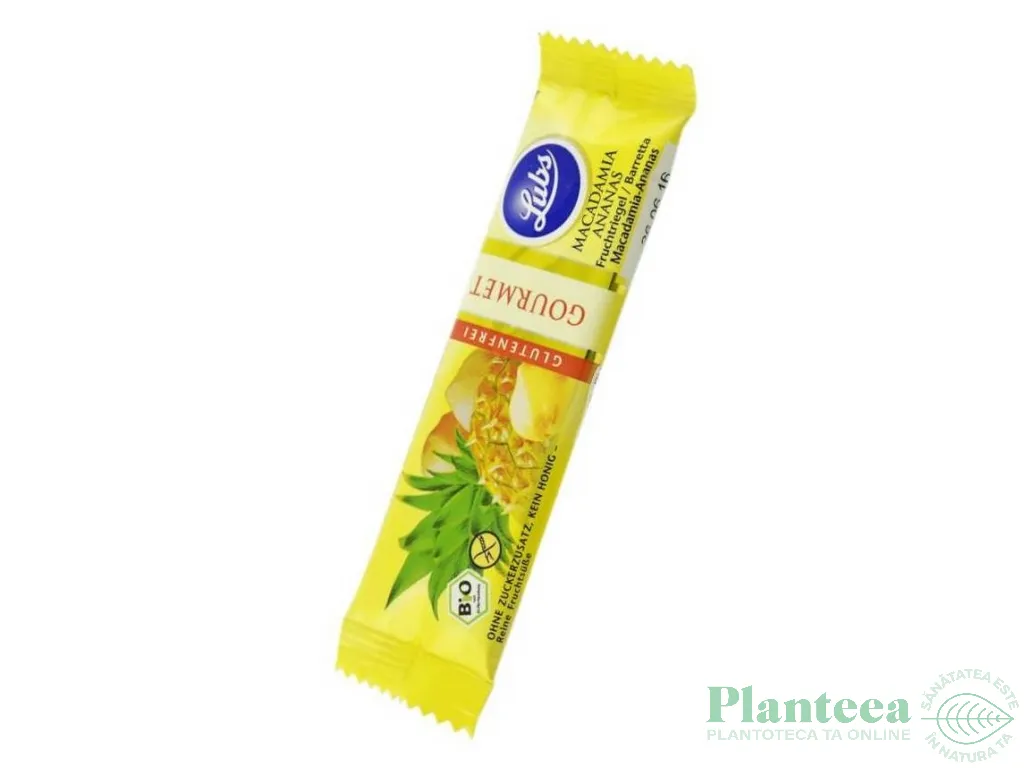 Baton fructe macadamia ananas fara gluten 40g - LUBS
