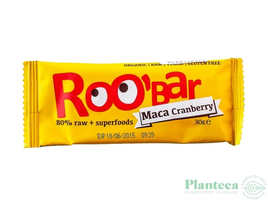 Baton maca merisor raw bio 30g - ROOBAR