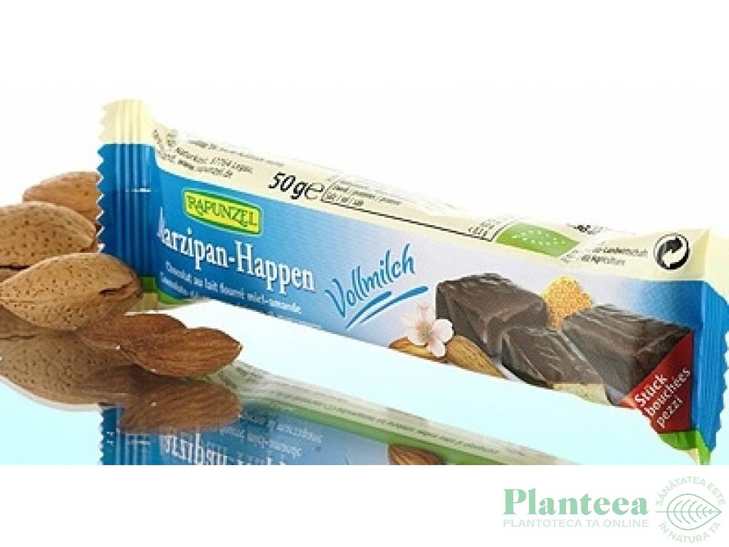 Baton martipan glazura ciocolata lapte eco 50g - RAPUNZEL