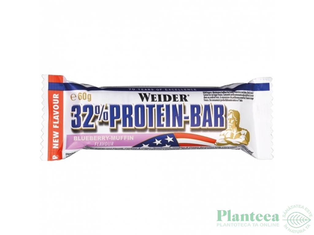 Baton proteic 32% ProteinBar blueberry muffin 60g - WEIDER