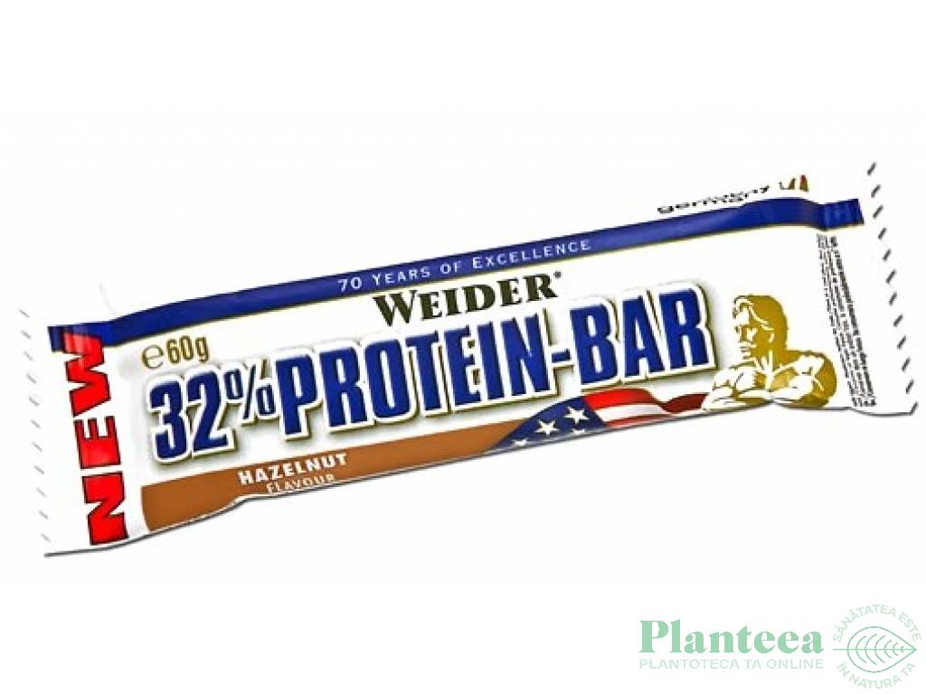 Baton proteic 32% ProteinBar alune 60g - WEIDER