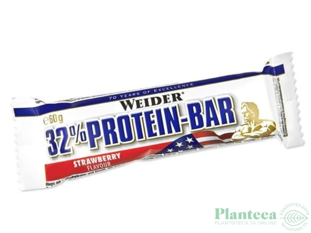 Baton proteic 32% ProteinBar capsuni 60g - WEIDER