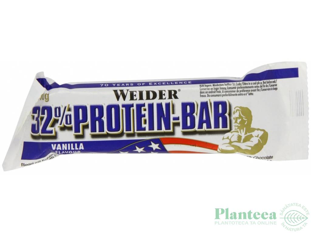 Baton proteic 32% ProteinBar vanilie 60g - WEIDER