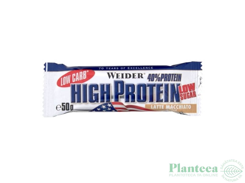 Baton proteic 40% HighProtein latte macchiato 50g - WEIDER