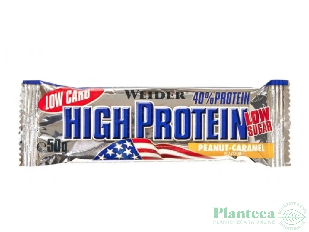 Baton proteic 40% HighProtein arahide caramel 50g - WEIDER