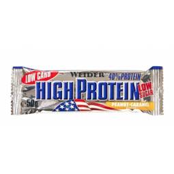 Baton proteic 40% HighProtein arahide caramel 50g - WEIDER