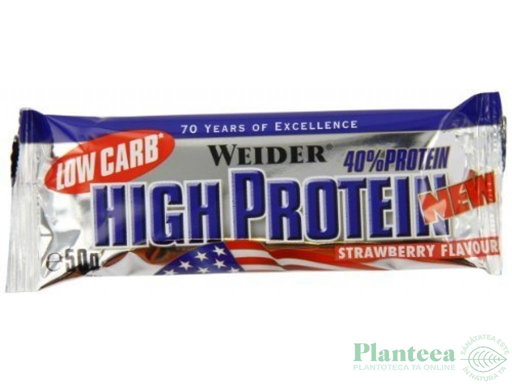 Baton proteic 40% HighProtein capsuni 50g - WEIDER