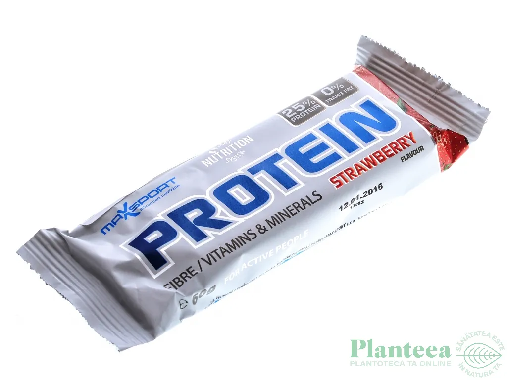 Baton proteic capsuni 60g - MAXSPORT