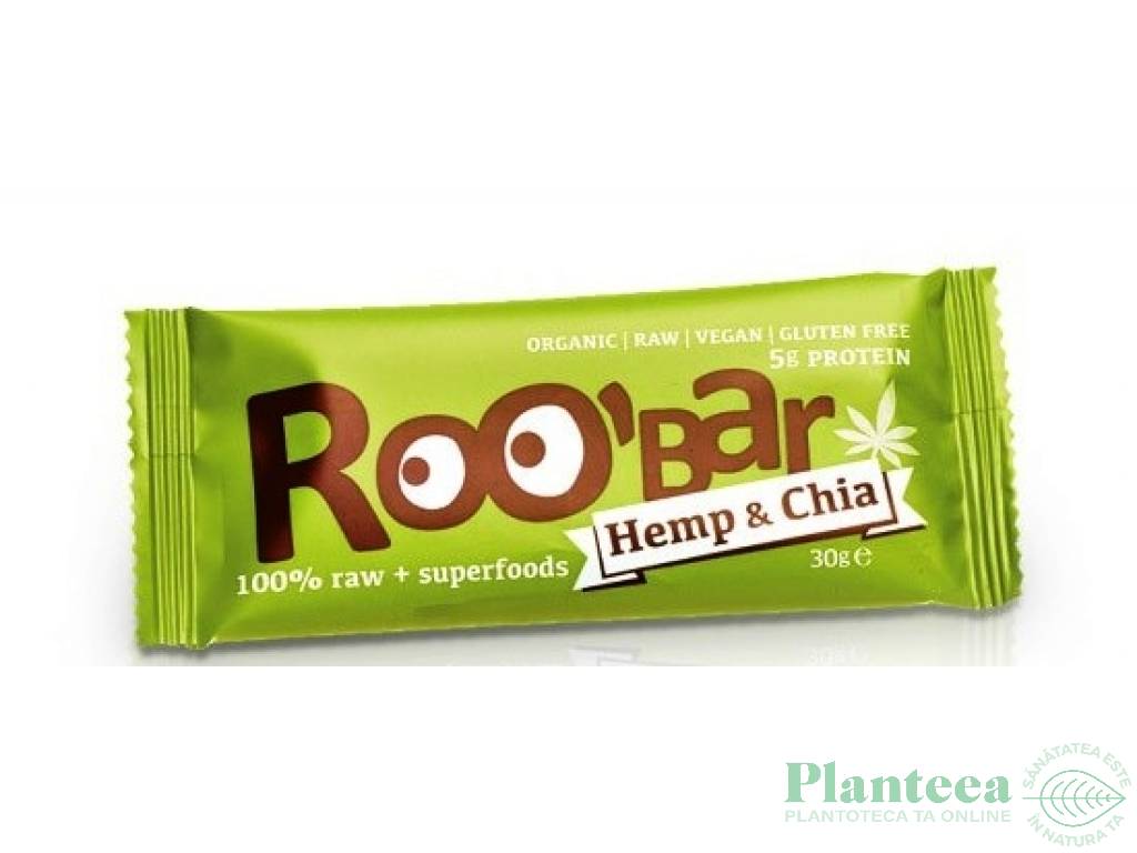 Baton proteic chia canepa raw bio 30g - ROOBAR