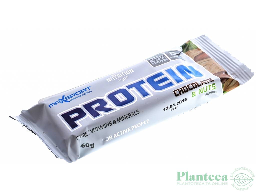 Baton proteic ciocolata alune 60g - MAXSPORT