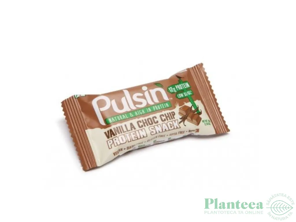 Baton proteic vanilie chipsuri ciocolata 50g - PULSIN