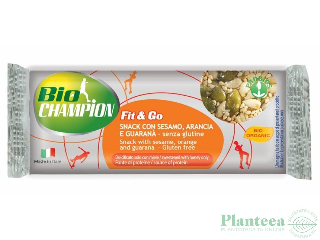 Baton energizant susan portocale guarana Fit&Go eco 30g - PROBIOS