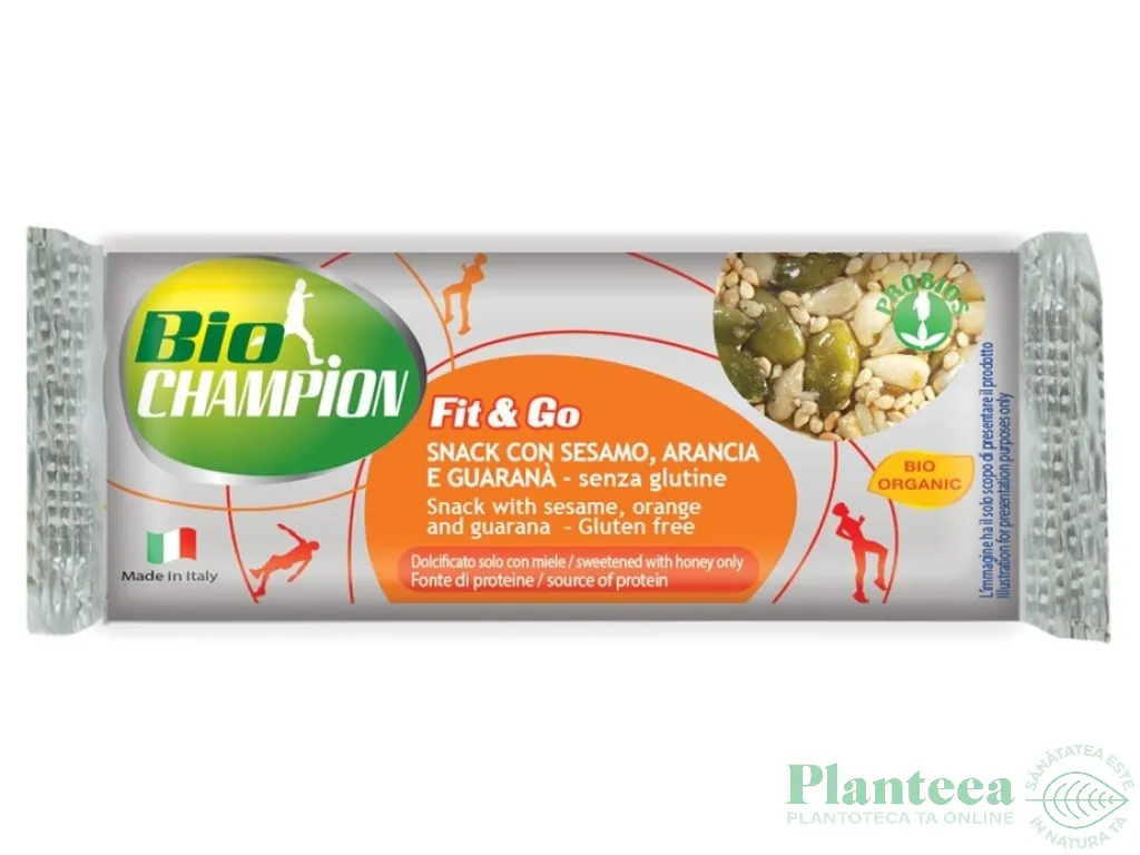 Baton energizant susan portocale guarana Fit&Go eco 30g - PROBIOS