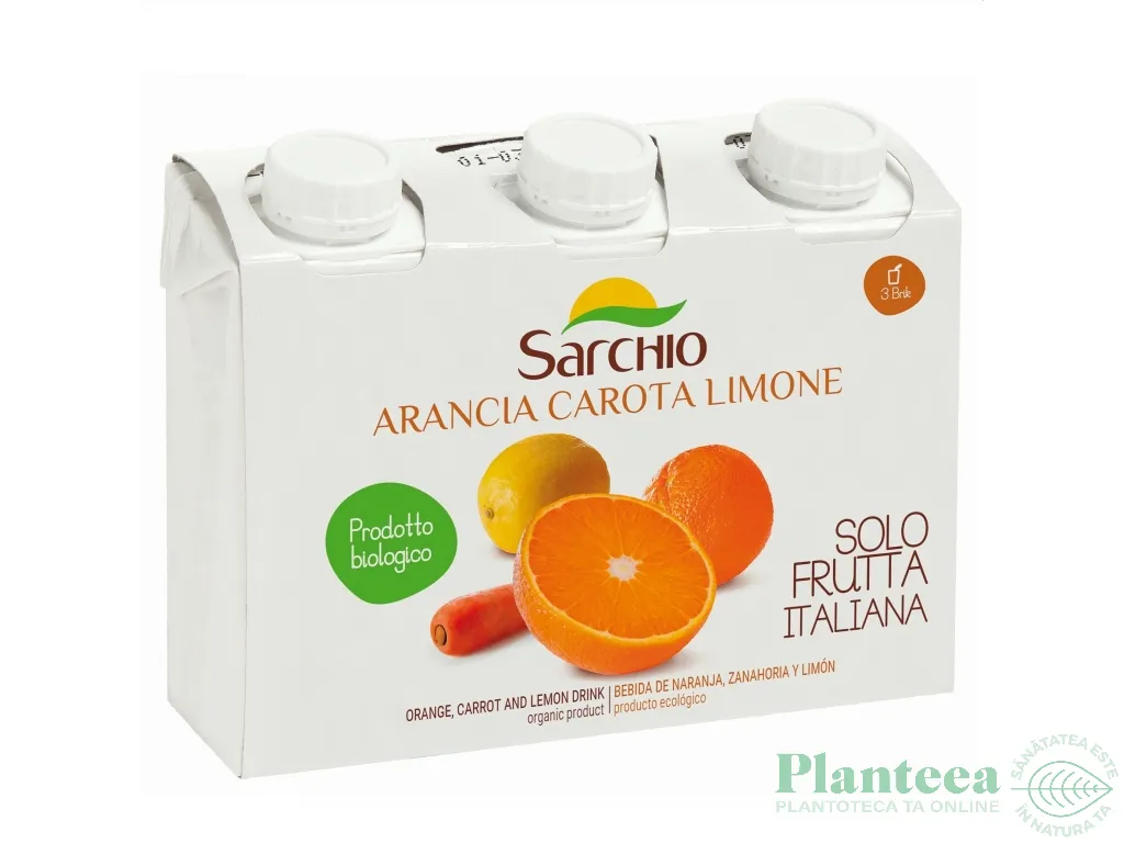 Suc portocale morcov lamaie eco 3x200ml - SARCHIO