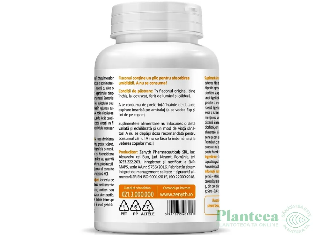 Betaine HCL pepsin 580mg 60cps - ZENYTH