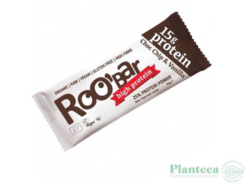 Baton proteic vanilie ciocolata raw bio 60g - ROOBAR
