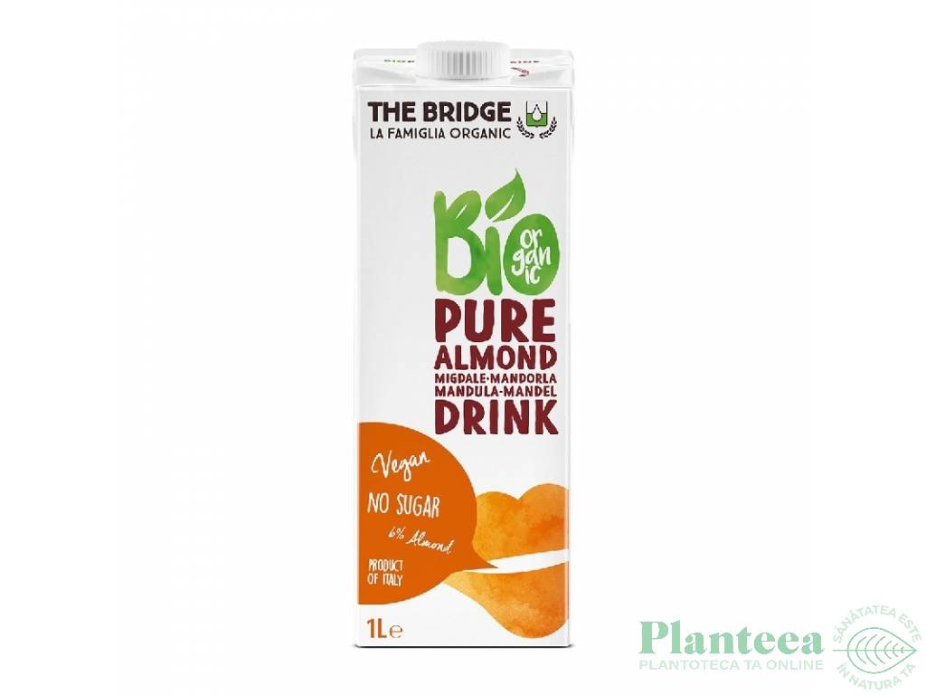 Lapte migdale 6% simplu fara zahar eco 1L - THE BRIDGE