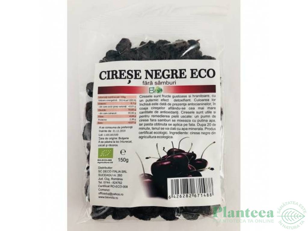 Cirese negre uscate fara samburi 200g - DECO ITALIA