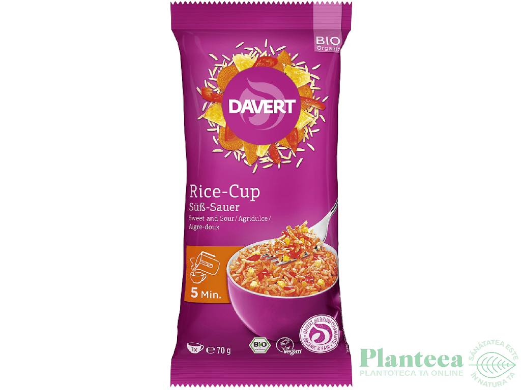 Meniu orez dulce acrisor bio Cup 70g - DAVERT