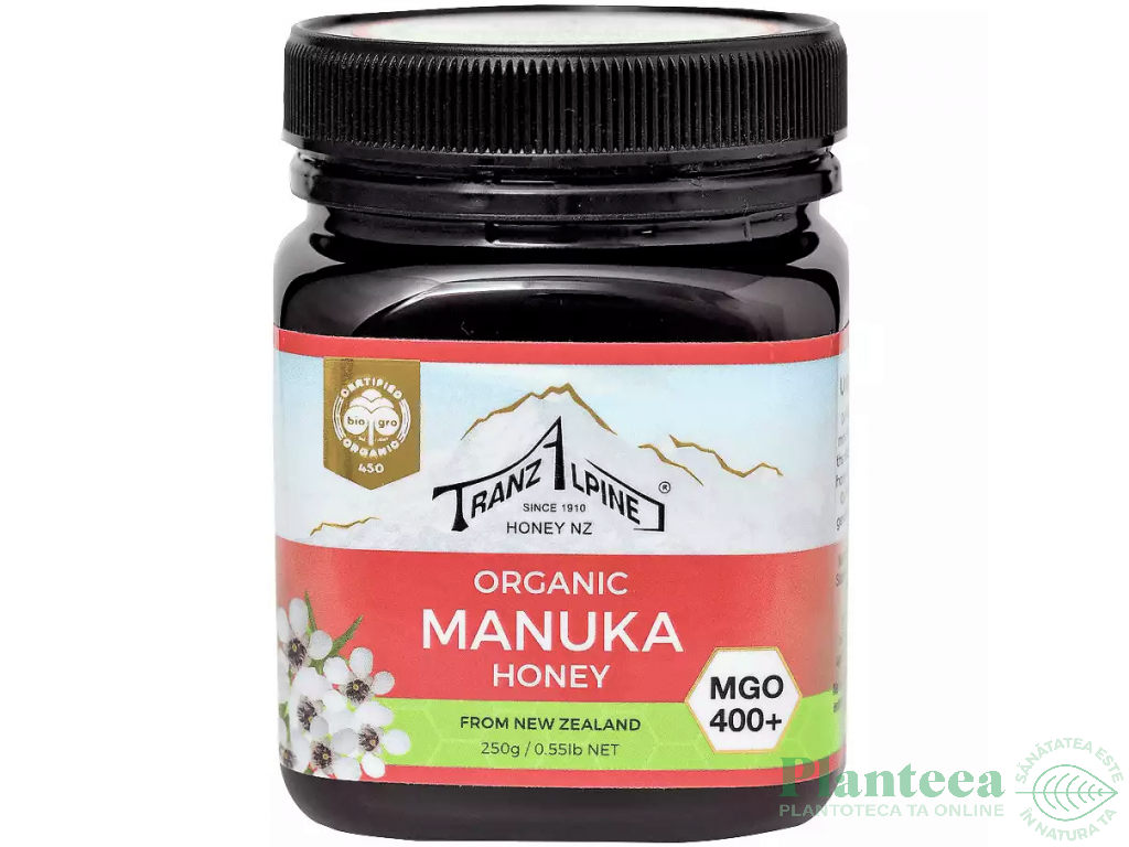 Miere manuka mgo400+ bio 250g - TRANZALPINE