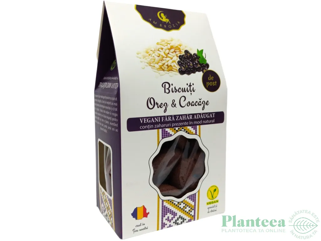 Biscuiti vegani orez coacaze fara zahar fara gluten 130g - AMBROZIA