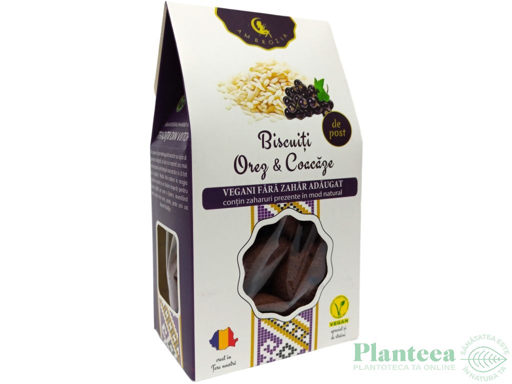 Biscuiti vegani orez coacaze fara zahar fara gluten 130g - AMBROZIA