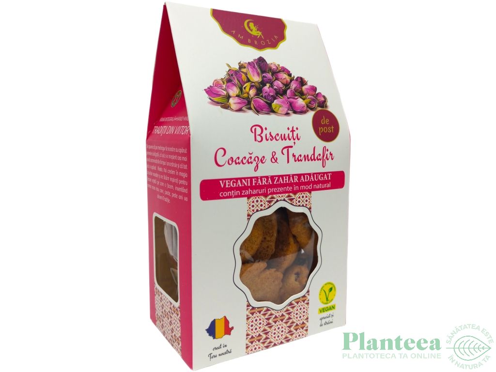 Biscuiti vegani coacaze trandafiri fara zahar 130g - AMBROZIA