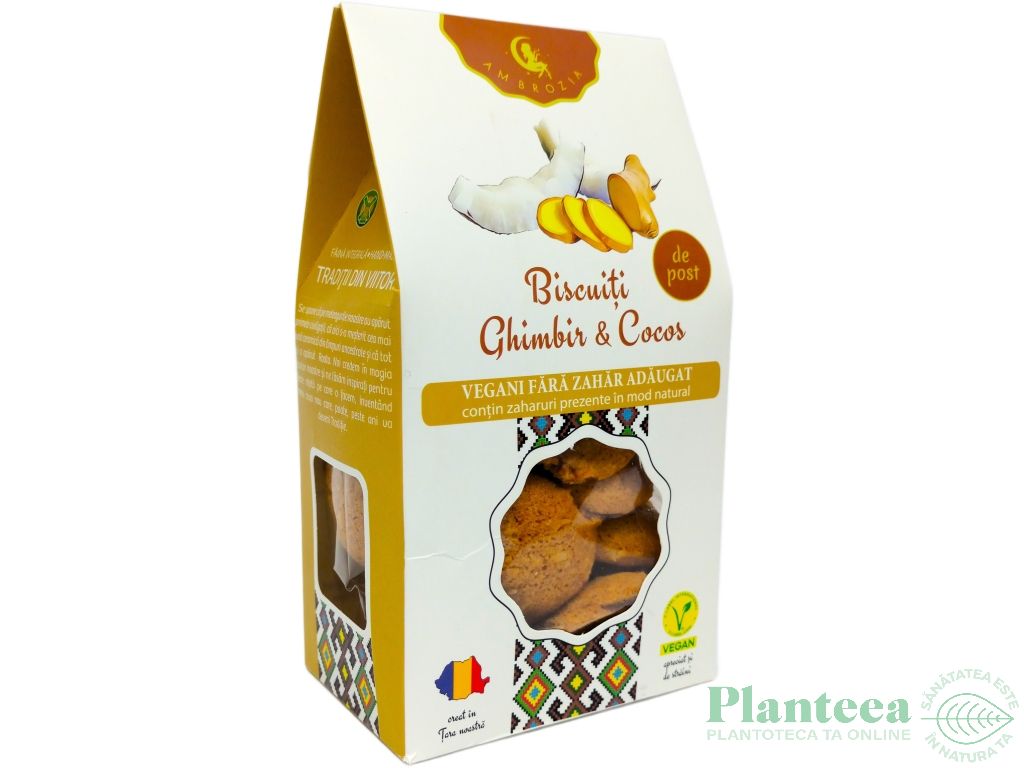 Biscuiti vegani ghimbir cocos fara zahar 130g - AMBROZIA